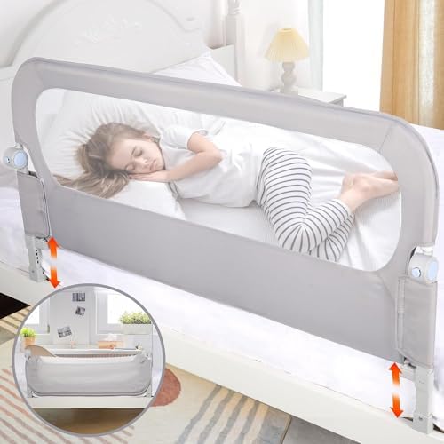 47" Toddler Bed Side Rails for Twin, Full, Queen Bunk Size Bed Swing Down Bedrail J226839