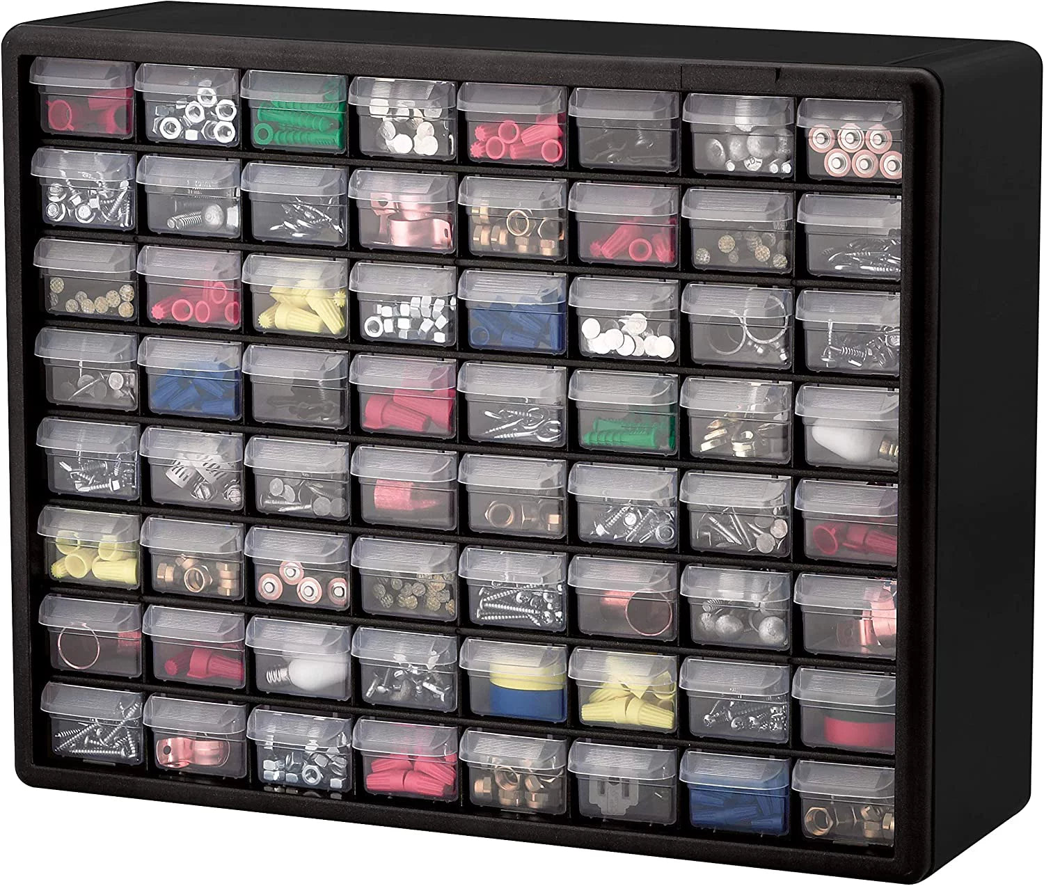 64 Drawer Black Plastic Cabinet Storage Organizer T8200