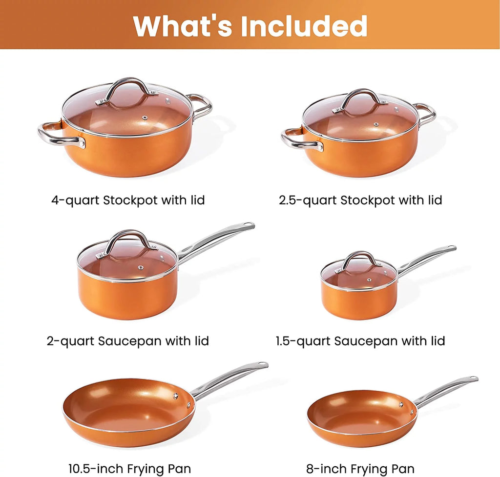 10 Piece Nonstick Ceramic Cookware Set with Stainless Steel Handles A812666