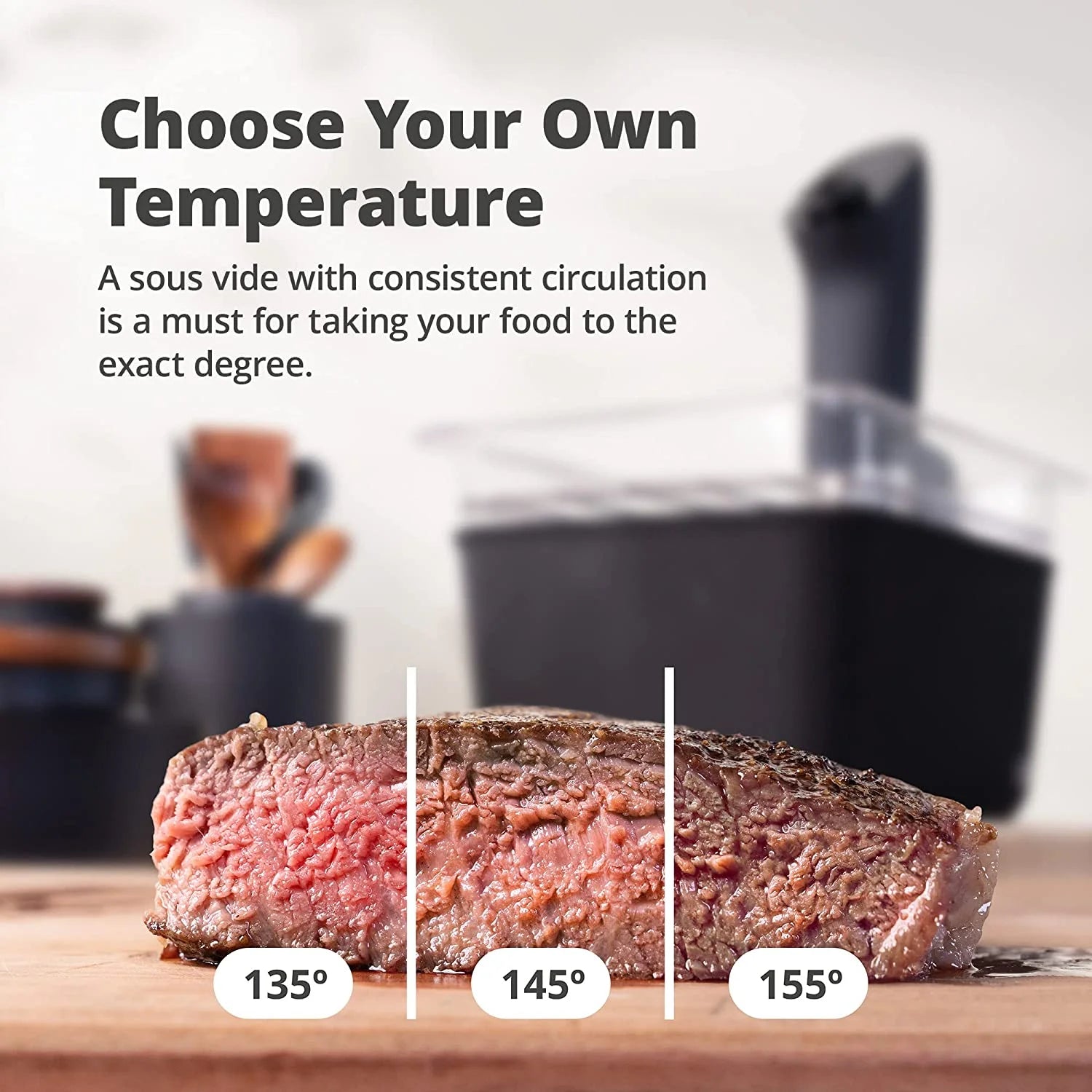 1100 Watt Sous Vide Cooker with Plastic Container, Lid, and Neoprene Sleeve M118329
