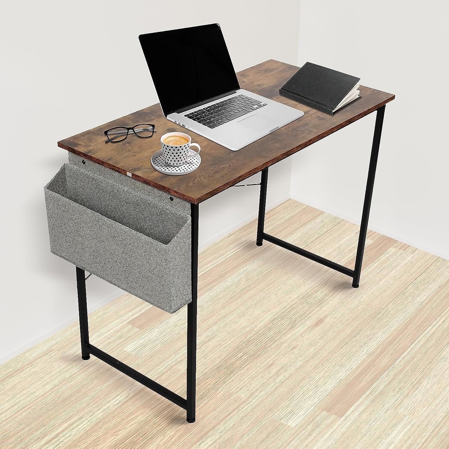 Brown 47 Inch Wooden Writing Desk with Storage Bag Y8908