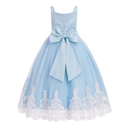 Embroidery Flower Girl Lace Dress Long Gown Tulle Dresses R6654