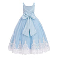 Embroidery Flower Girl Lace Dress Long Gown Tulle Dresses R6654