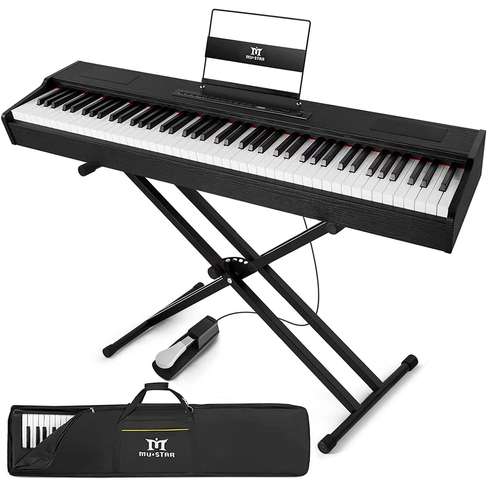 Black 88-Key Digital Piano Weighted Keyboard Hammer Action with Stand N854956