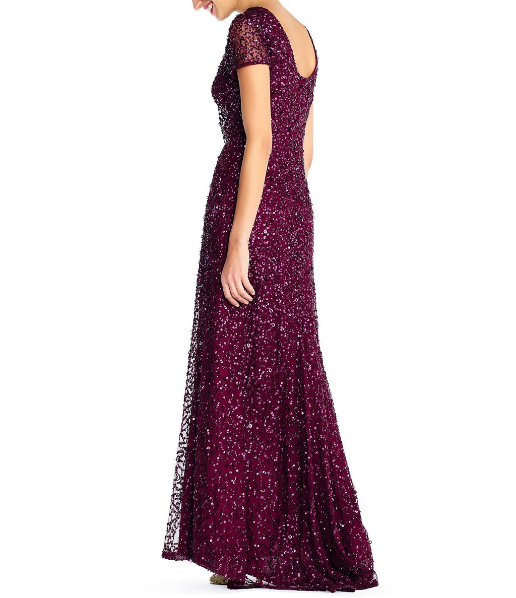 Blush Scoop Back Sequin Gown A849704