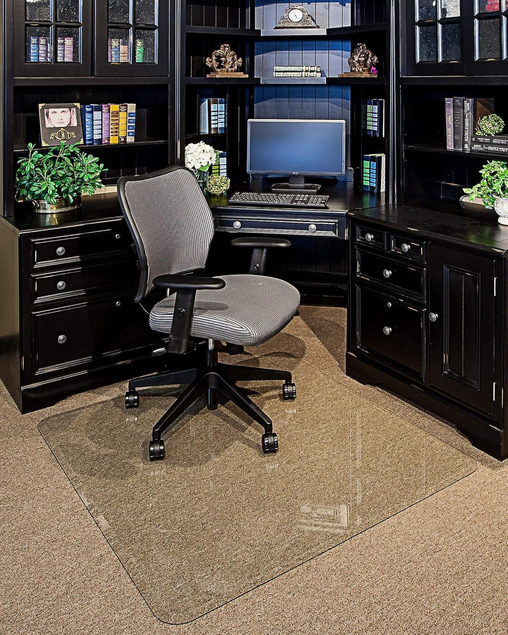 36" x 46" Clear Tempered Glass Chair Mat with Beveled Edge W10228