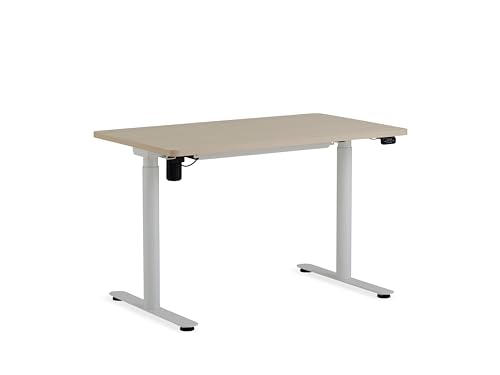 White Base & Light Oak Top Height-Adjustable Desk U77377