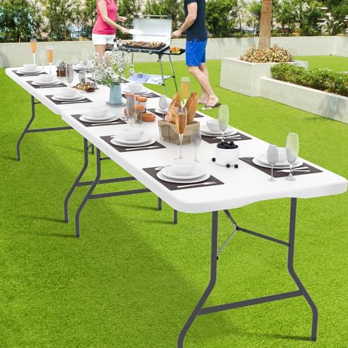 White 6 Foot Heavy Duty Plastic Folding Table U72788
