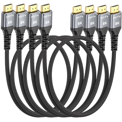 8K HDMI Cable 3FT 4-Pack, High Speed 48Gbps HDMI 2.1 Cord P378757