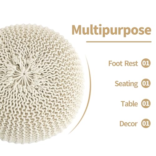 Navy Blue 100% Cotton Handmade Knitted Ottoman Pouf Cover A1058