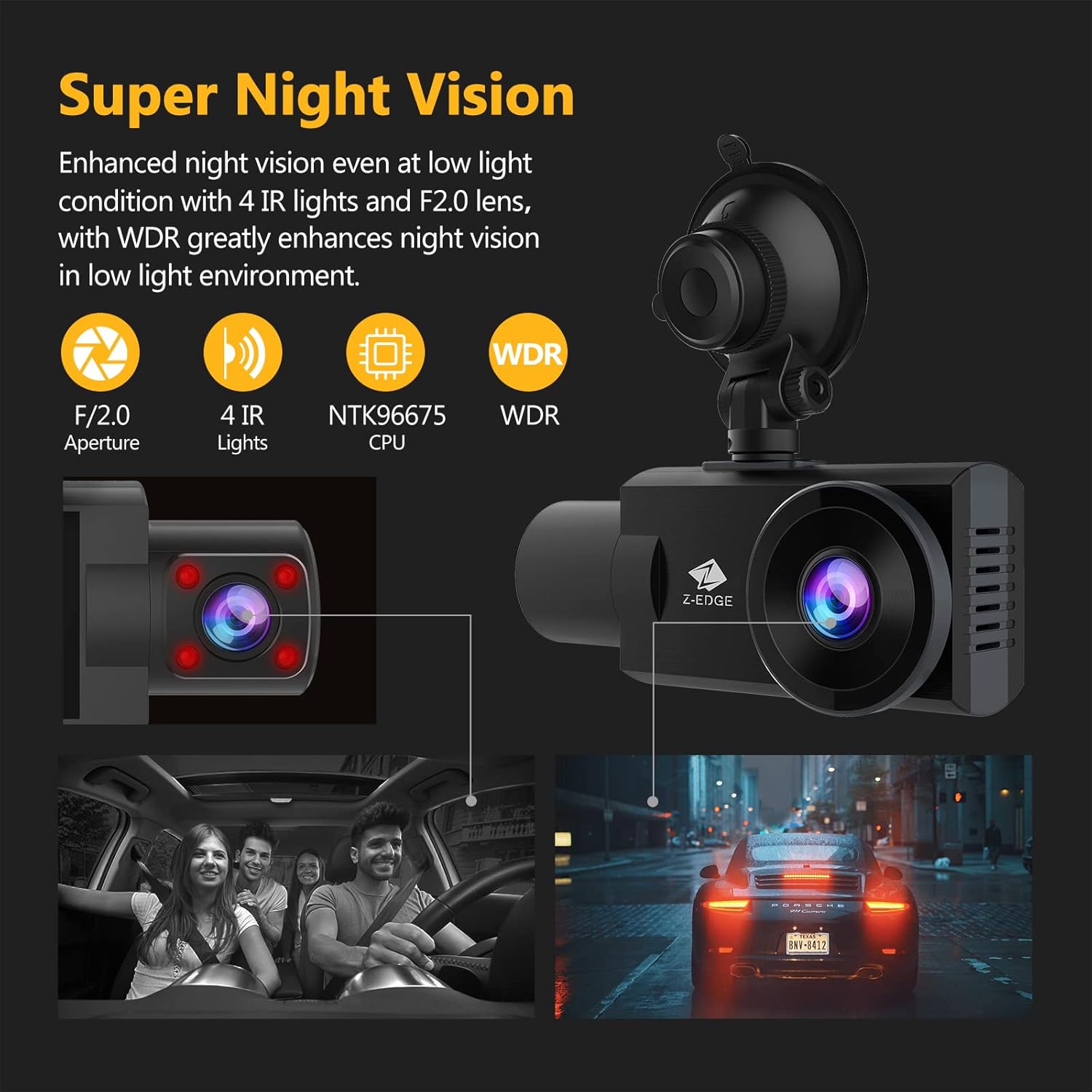 2K+1080P Dual Dash Cam with IR Night Vision W915