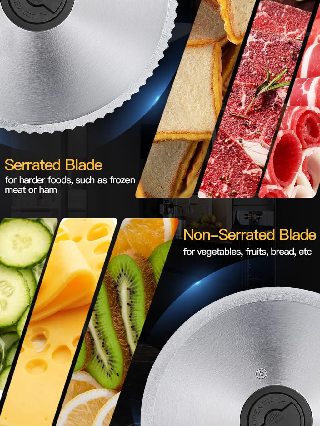 200W Electric Food Slicer with 7.5" Stainless Steel Blades O44459