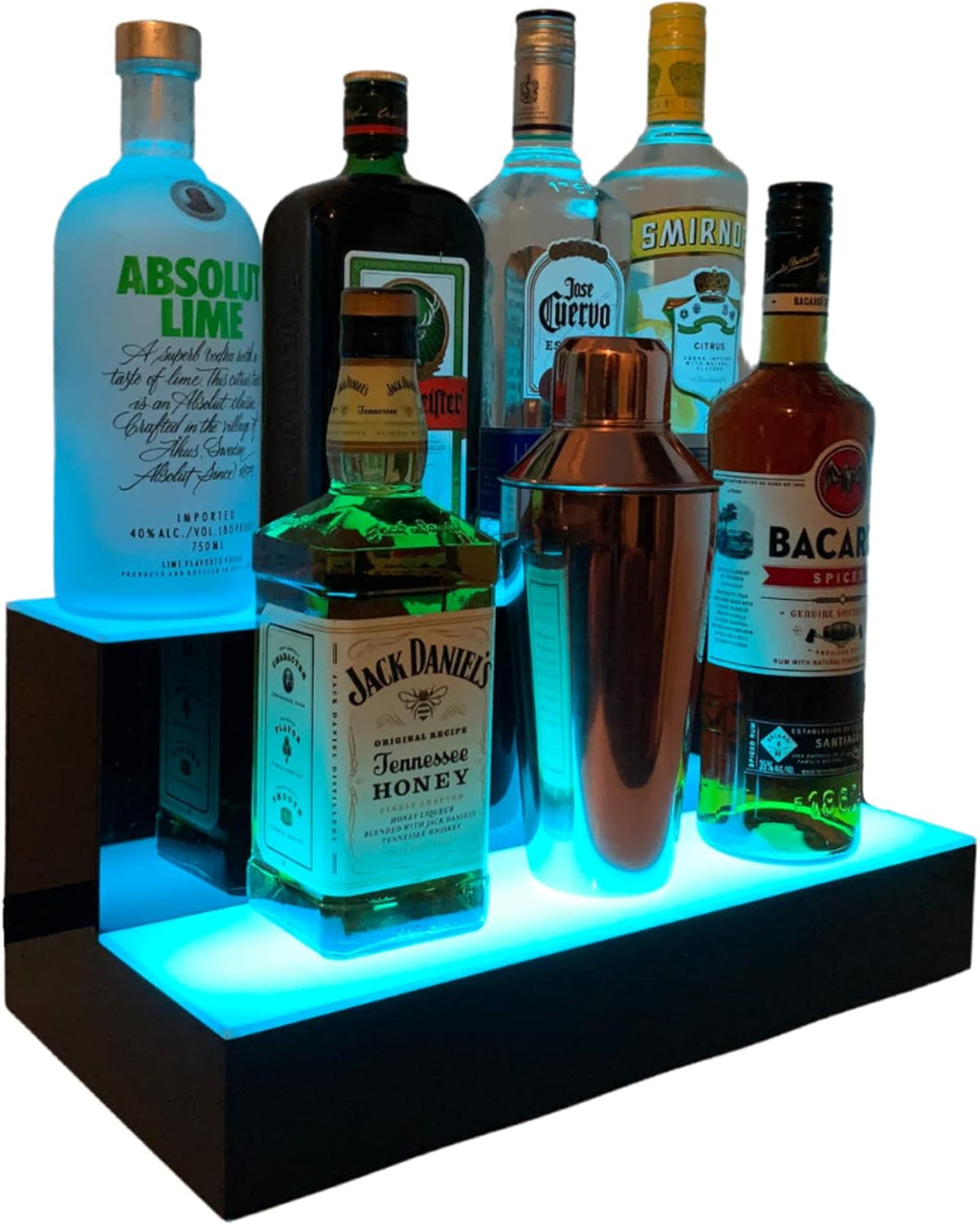 2 Step Multicolor LED Liquor Bottle Display Shelf 16 inch I2129