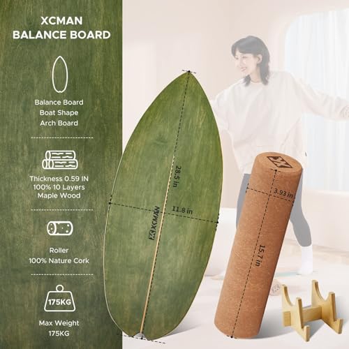 Non Slip Wooden Balance Board with Roller W966910