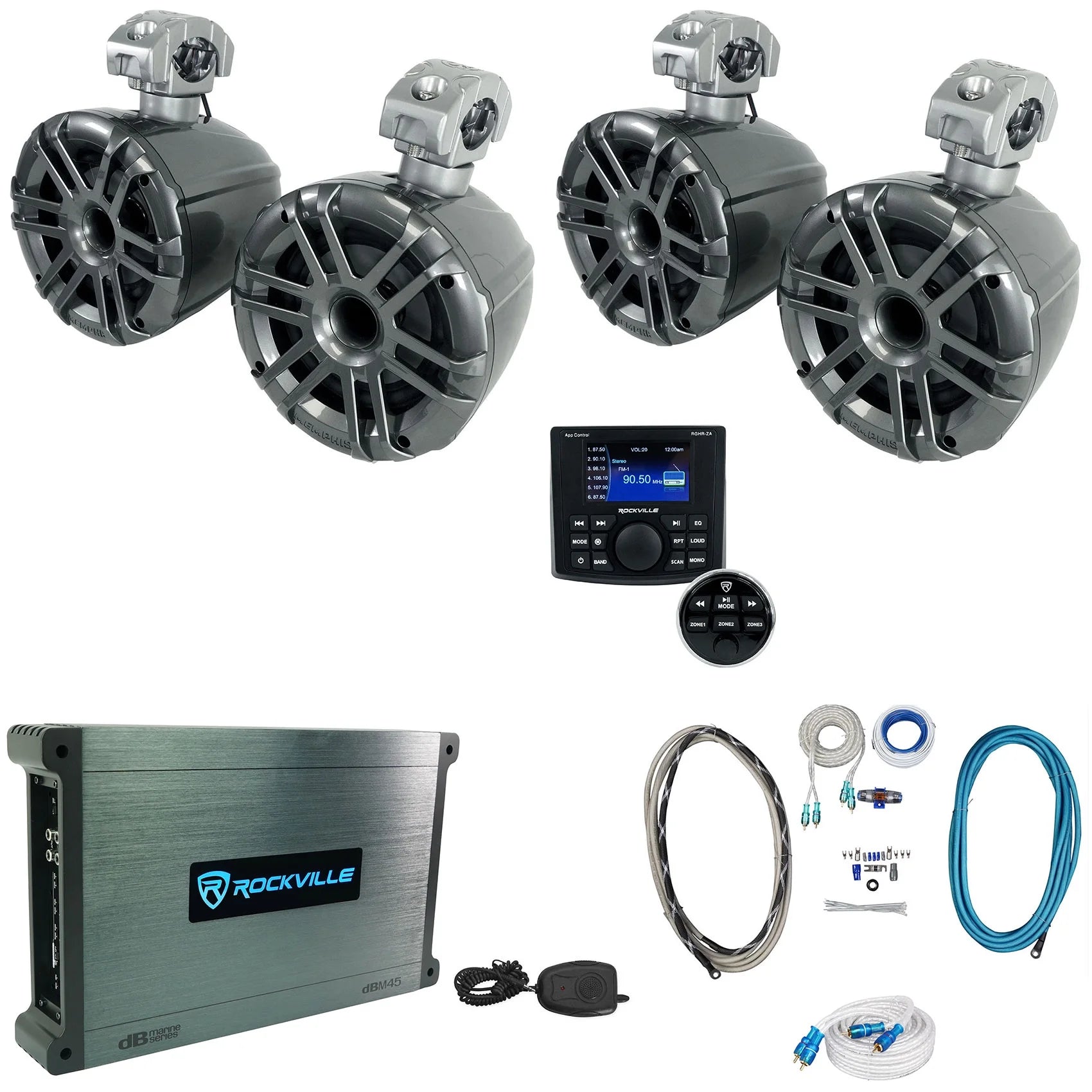Grey 6.5" Marine Wakeboard Tower Speakers O5396