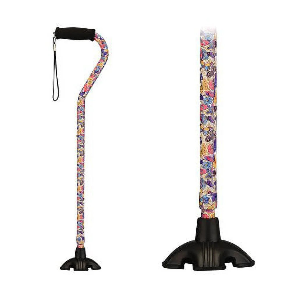 Walking Cane with All Terrain Rubber Quad Tip Base and Carrying Strap X446681