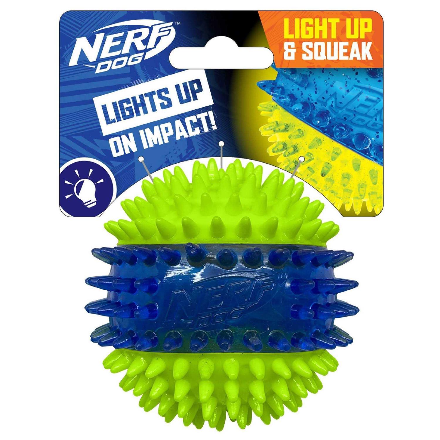 Translucent TPR 3-Part Spike LED & Squeak Ball Dog Toy Q560