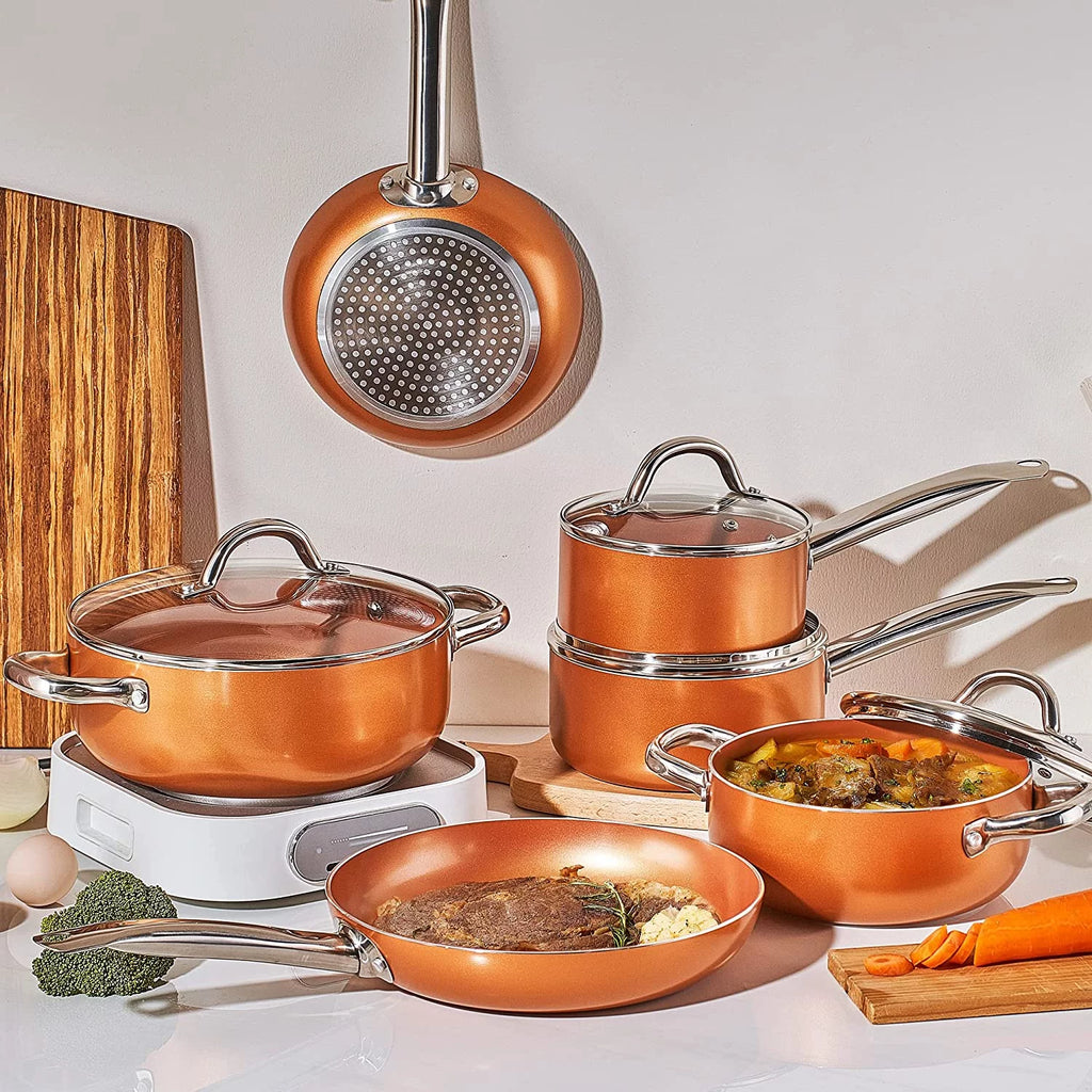 10 Piece Nonstick Ceramic Cookware Set with Stainless Steel Handles A812666
