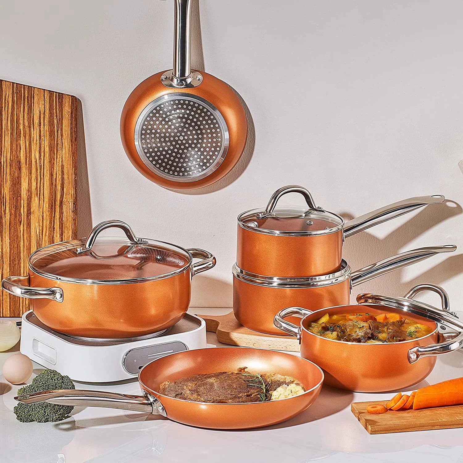 10 Piece Nonstick Ceramic Cookware Set with Stainless Steel Handles A812666