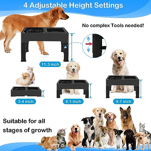 2-in-1 Elevated Slow Feeder Dog Bowls with Non-Skid Silicone Mat Z82523