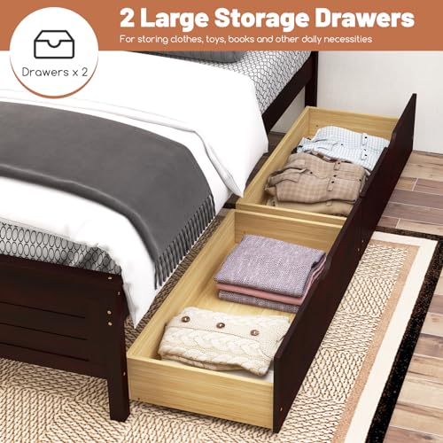 White Twin Size Bed Frame with 2 Drawers C4546