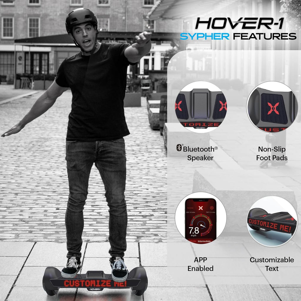 Electric Self-Balancing Hoverboard with Customizable Screen, Dual 150W Motors, 7 mph Max Speed, 7 Miles Max Range P91300