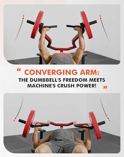 Chest Press Machine with Independent Converging Arms, Adjustable Flat Incline Bench C260