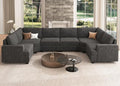 Oversized Modular Sectional Sofa, 135.6 inch, Dark Grey V955