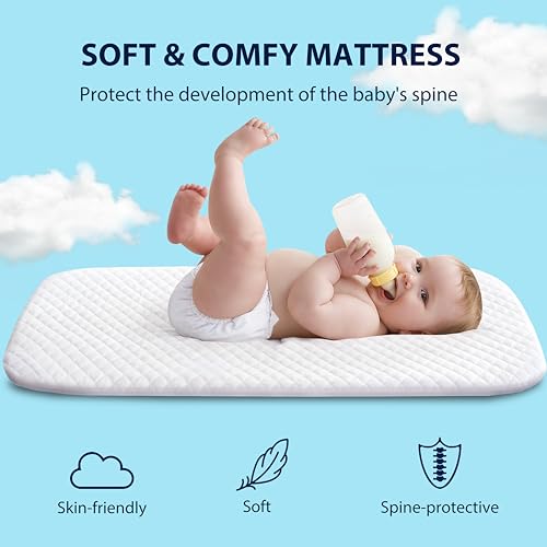 Baby Bassinet Bedside Sleeper, 3 in 1 Rocking Bassinet with Wheels, Adjustable Height, Storage, Mattress & Canopy X3850