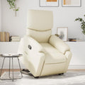 Cream Faux Leather Power Lift Massage Recliner Chair U931