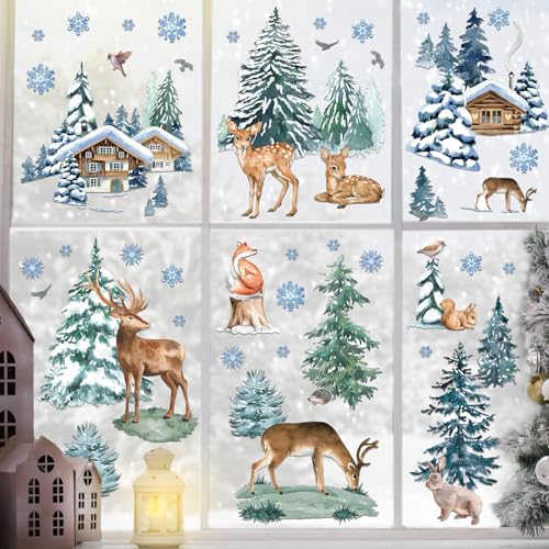 94 Pcs Christmas Tree & Reindeer Window Stickers T410