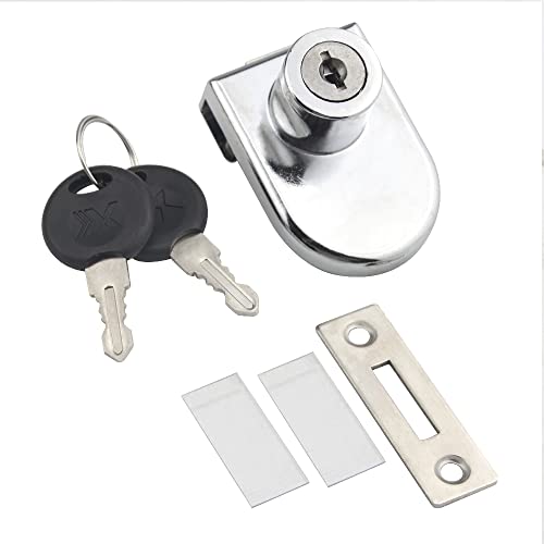 4Pack Zinc Alloy Double Glass Door Display Lock Cabinet Lock with 2 Alike Keys for 4.5-8mm Glass Door Q472