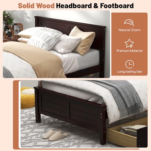 White Twin Size Bed Frame with 2 Drawers C4546