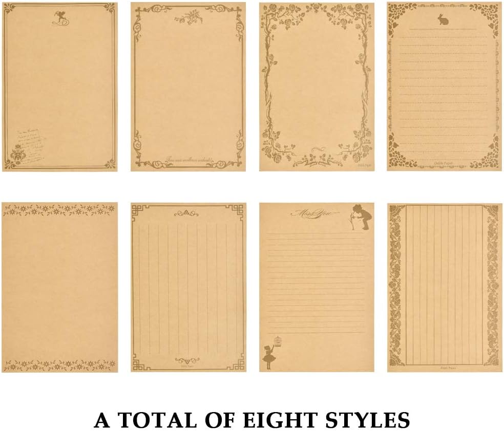 96 Sheets Vintage Stationary Paper and Envelopes Set H36408