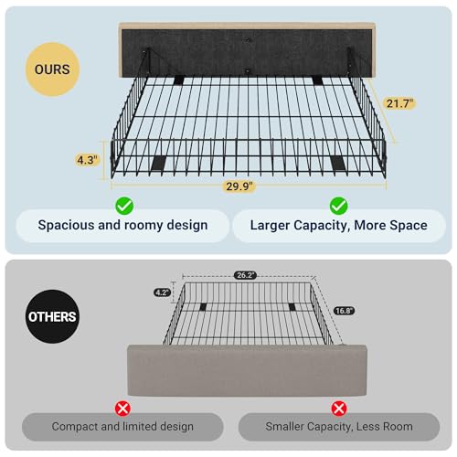 Light Grey Queen Size Platform Bed Frame with 4 Storage Drawers C349556