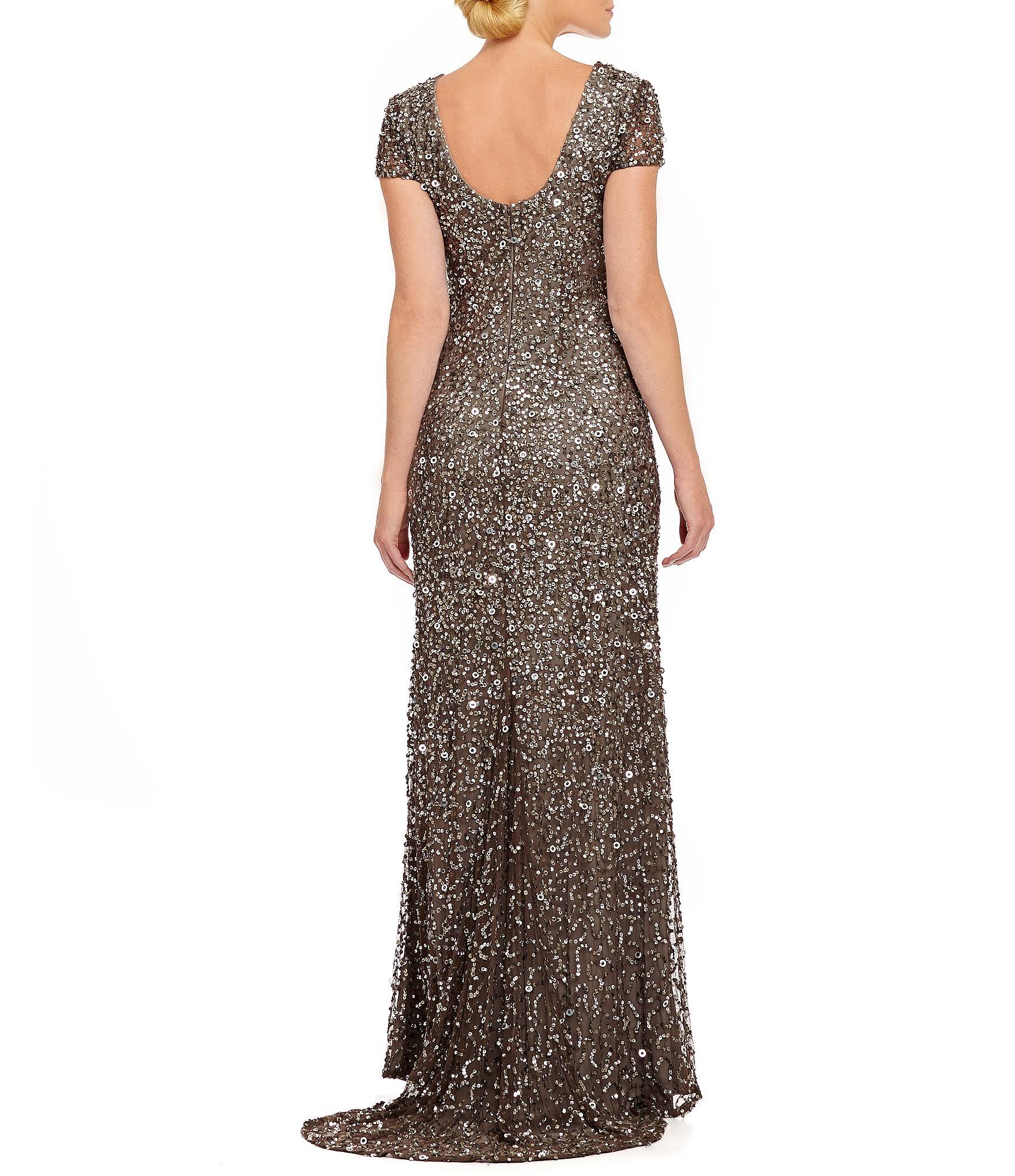 Blush Scoop Back Sequin Gown A849704
