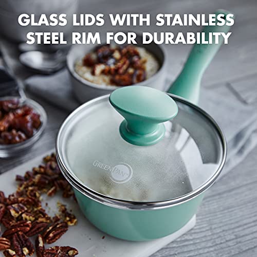 Turquoise Ceramic Nonstick 2QT Saucepan with Lid T72690