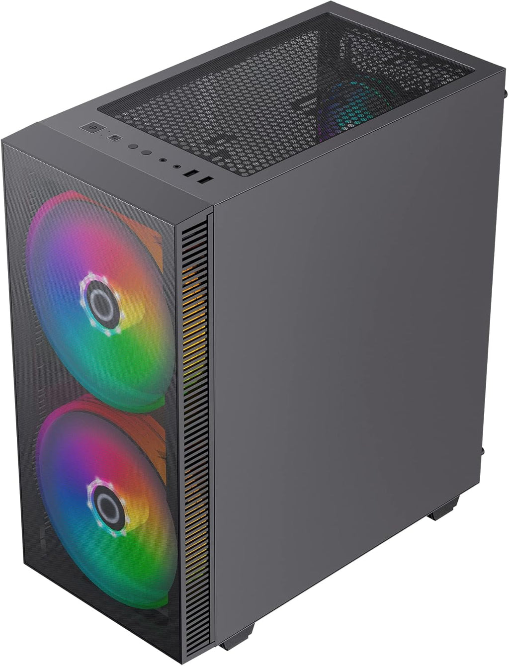 Black Mid-Tower ATX ARGB PC Gaming Case with Tempered Glass Side Panel U8869