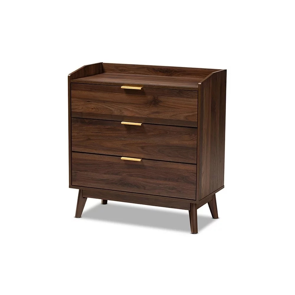 Walnut Brown 3-Drawer Wood Chest R98691