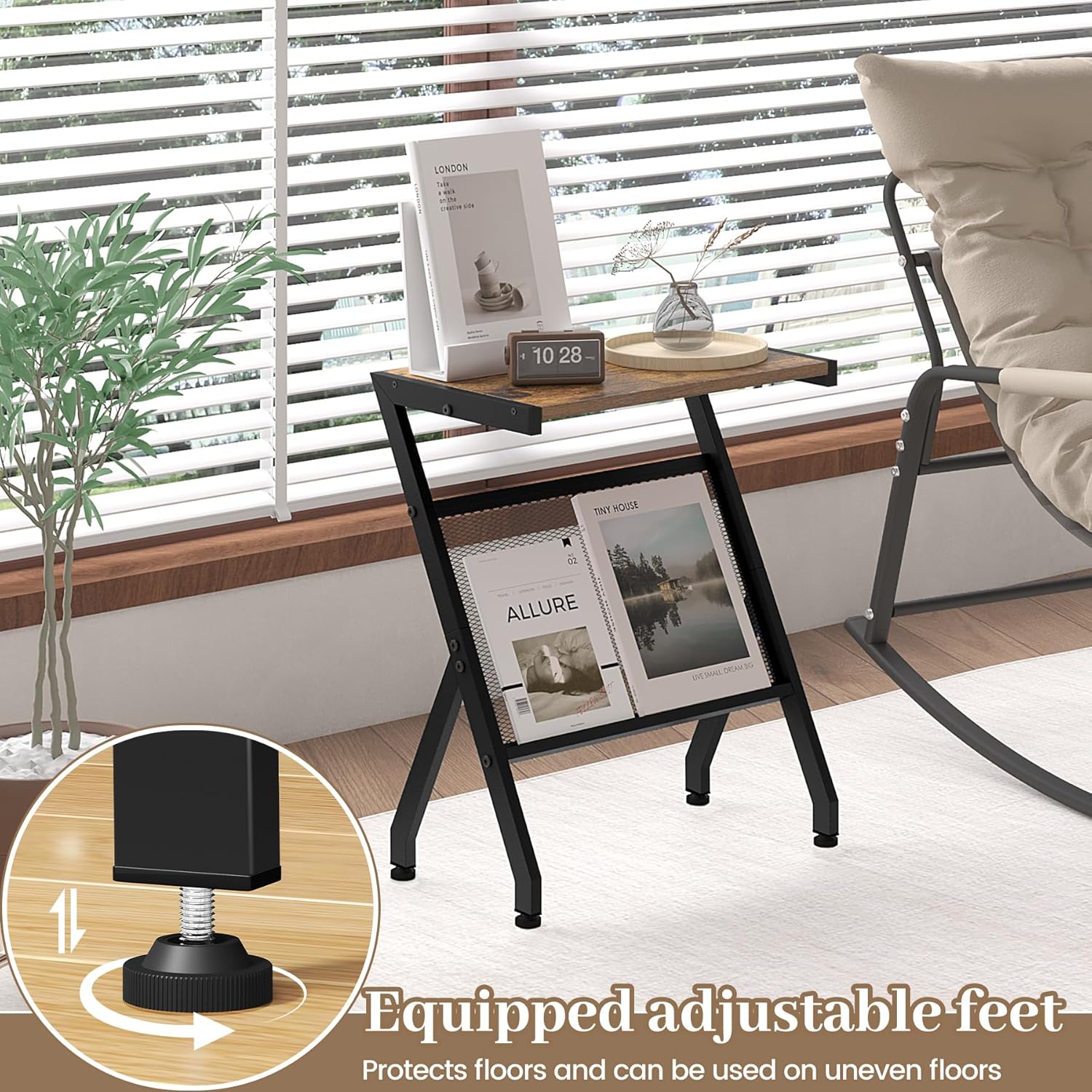 3-Tier Narrow Side Table with Charging Station O695588