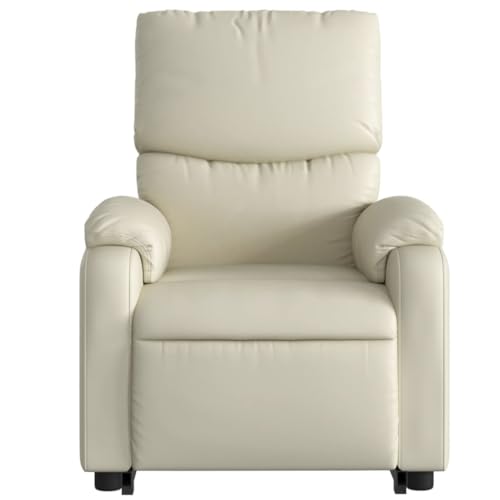 Cream Faux Leather Power Lift Massage Recliner Chair U931