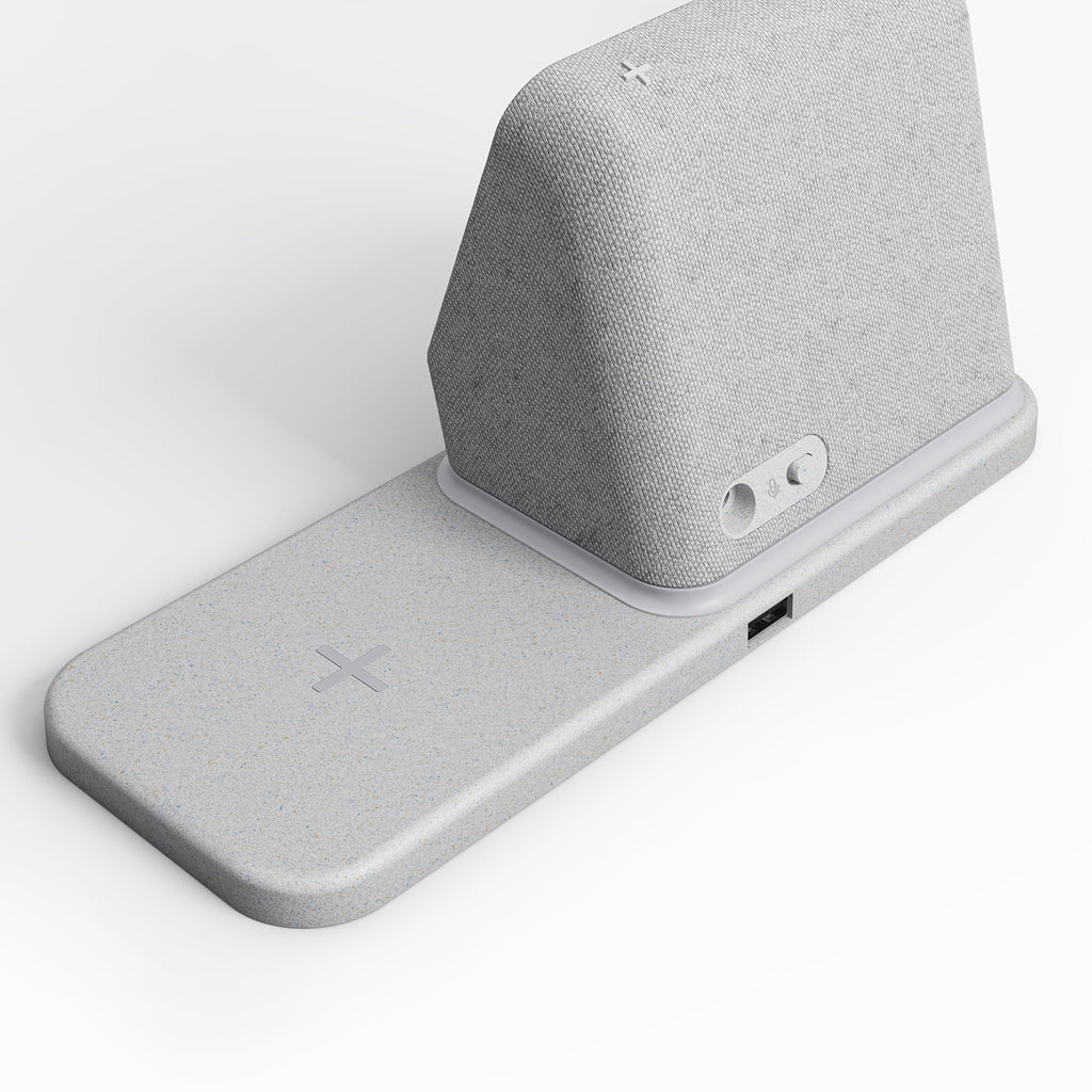 Heather Grey Smart Clock with Wireless Charging Dock I174879