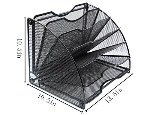 Black Mesh 6 Slots Desktop File Organizer E92642