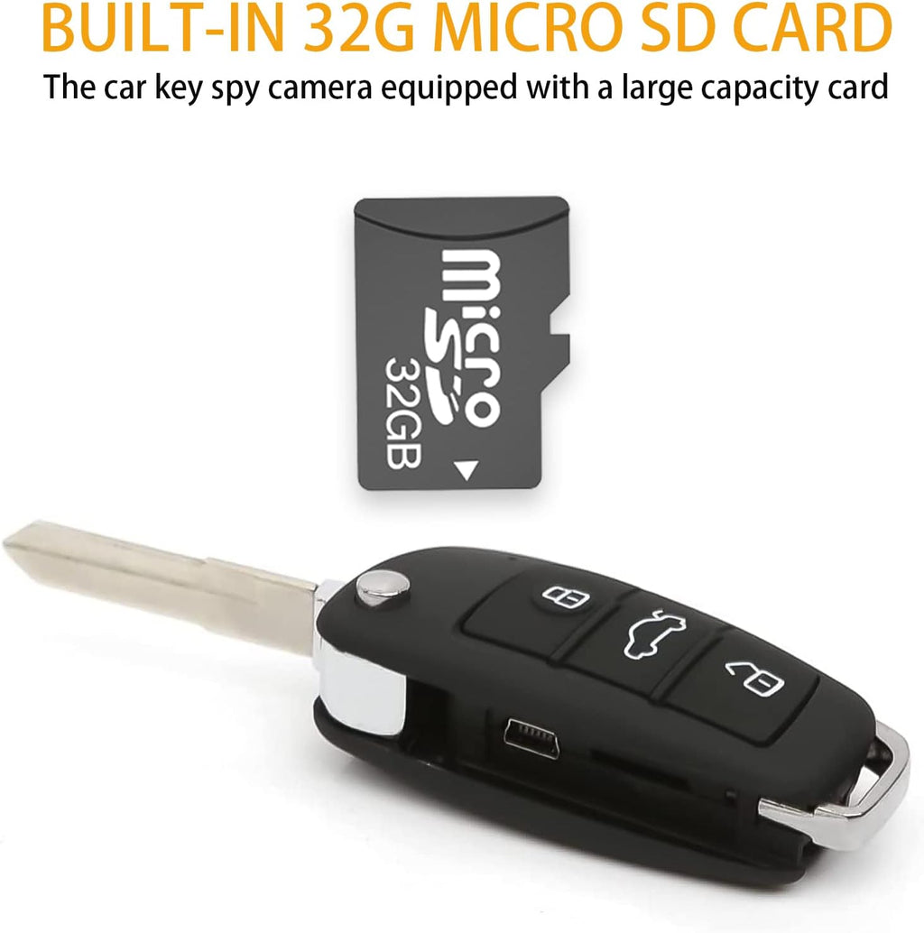 32g Car Key Spy Camera with IR Night Vision Motion Detection HD 1080P Pack of 2 W6319