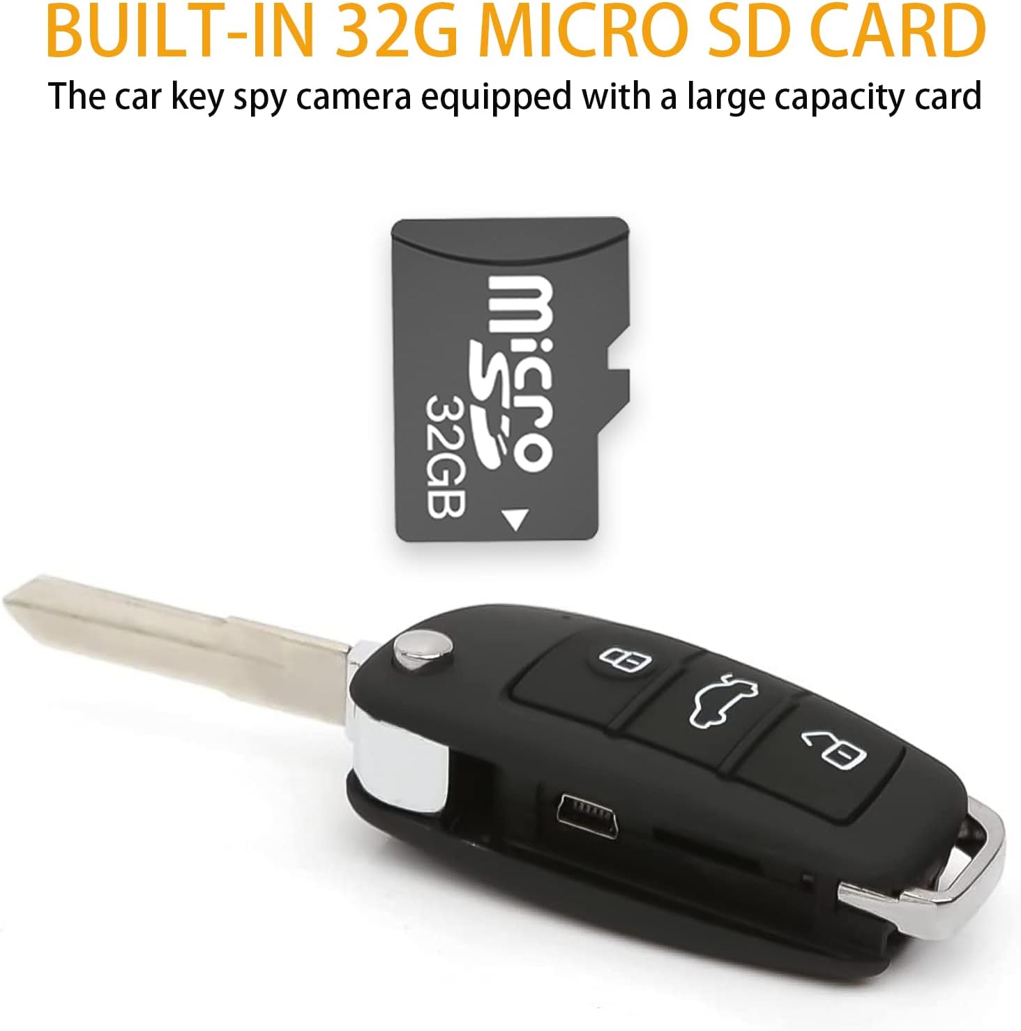 32g Car Key Spy Camera with IR Night Vision Motion Detection HD 1080P Pack of 2 W6319