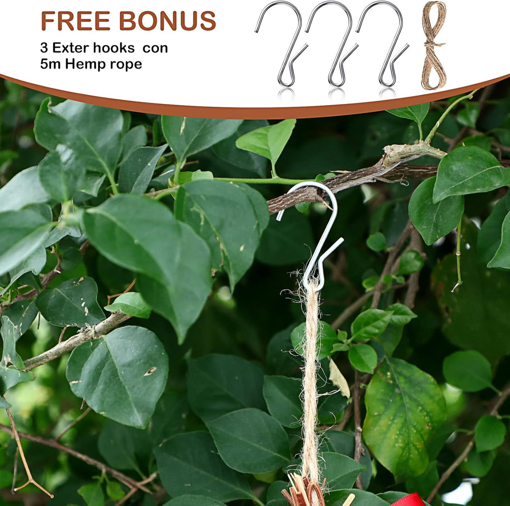3 Pack Hummingbird Nest House with Coconut Fiber Nesting Material Red Ribbon Woven Nest A20274