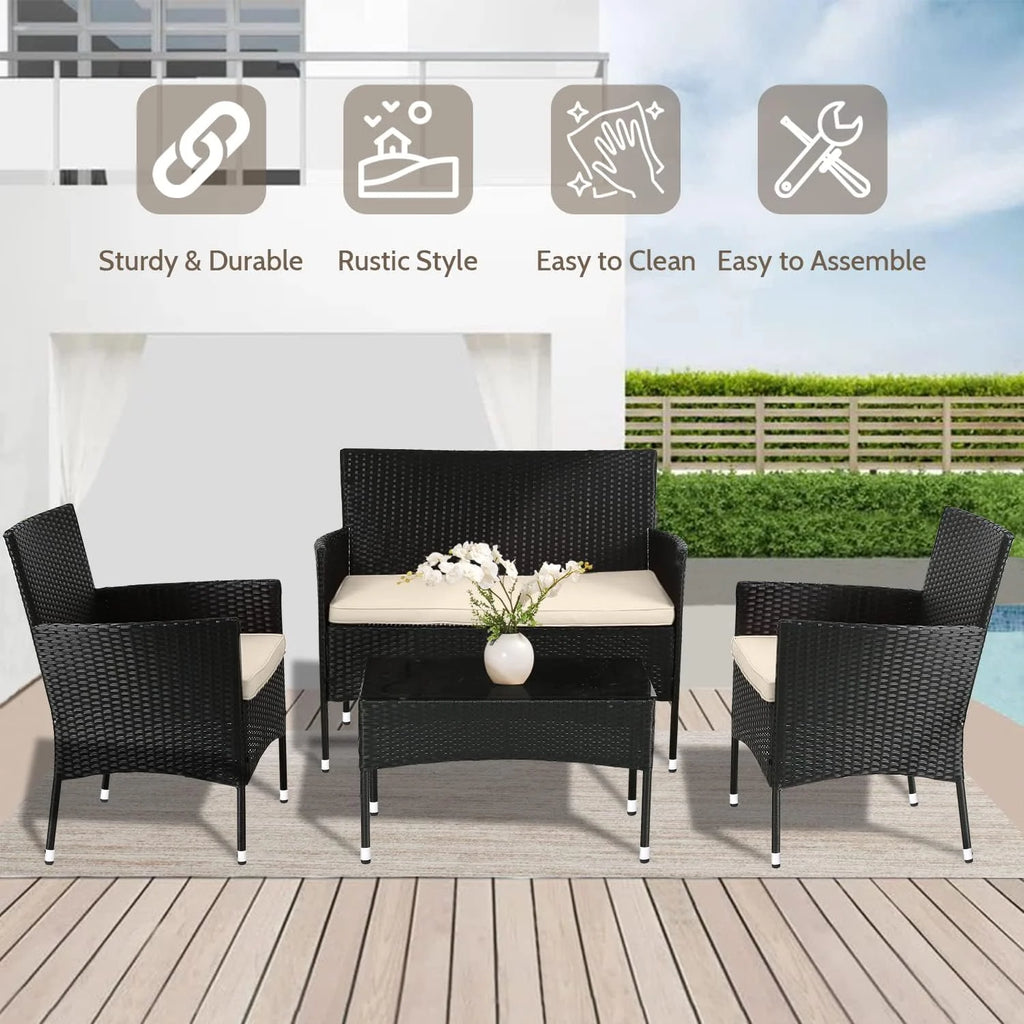 4 Piece Outdoor Rattan Wicker Sofa Set G39487