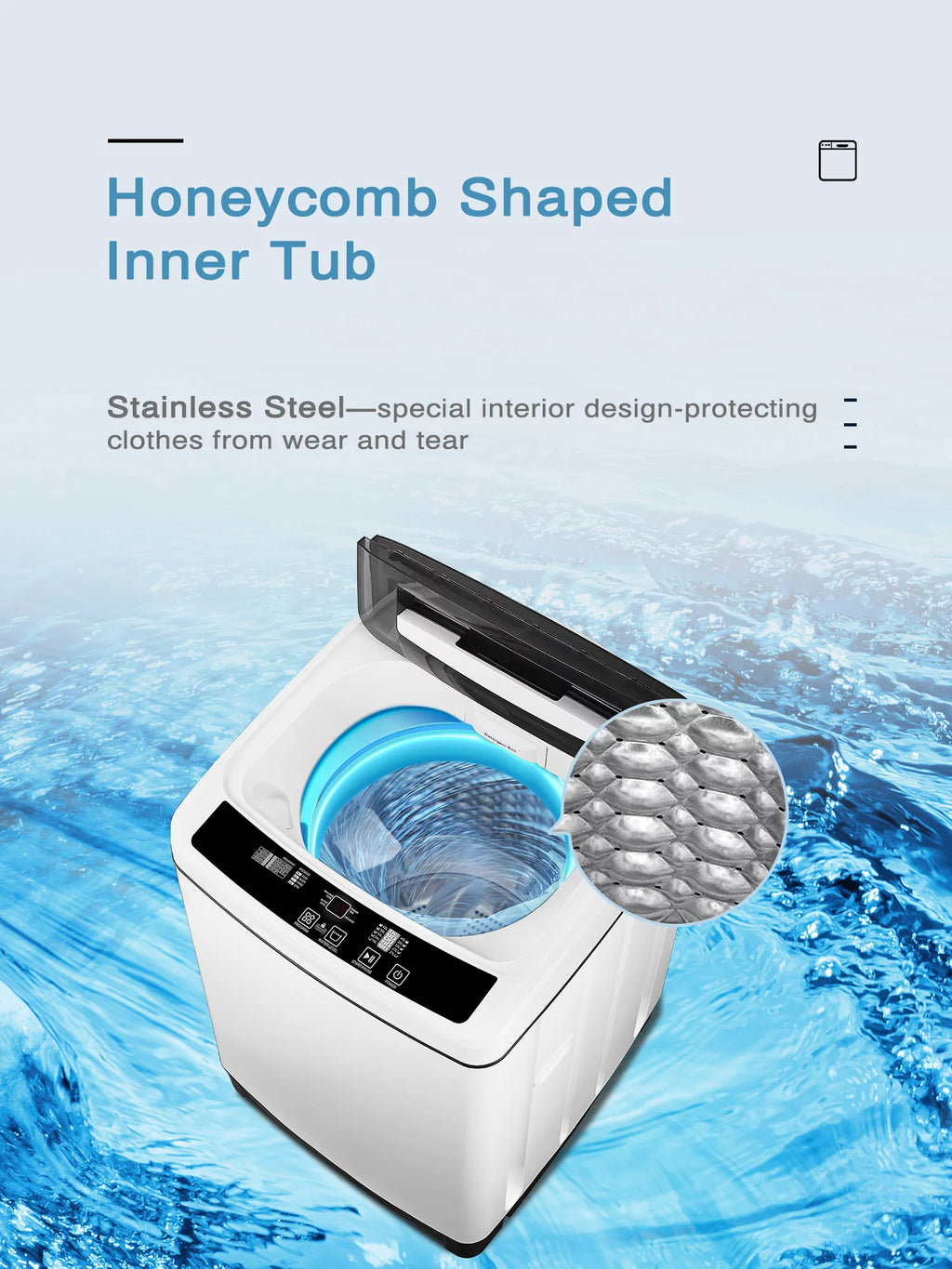 Compact 1.5 Cu.Ft Full Automatic Washer with Drain Pump, White Y68433