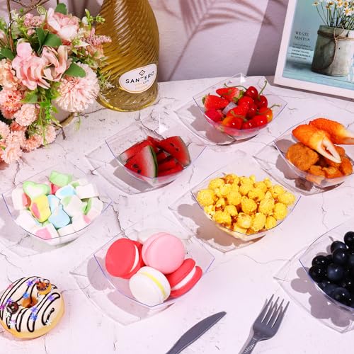 25 Pack 8 oz Clear Plastic Serving Bowls C858