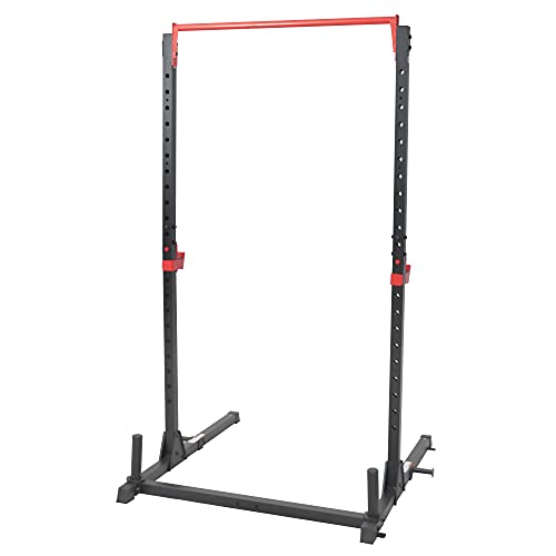 High Weight Capacity Power Cage and Squat Rack with J-Hooks, Adjustable Pull Up Bar K42031